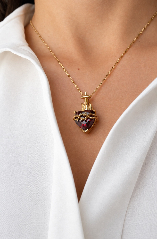 colgante sagrado corazon de jesus plata de ley con baño de oro Zue Joyas