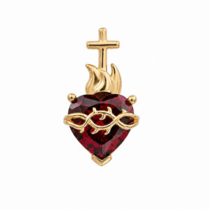 colgante Sagrado Corazón de jesus plata de ley 925 con baño de oro zue joyas
