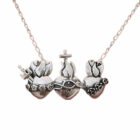 collar sagrados corazones de la Sagrada Familia plata de ley envejecida Zue Joyas