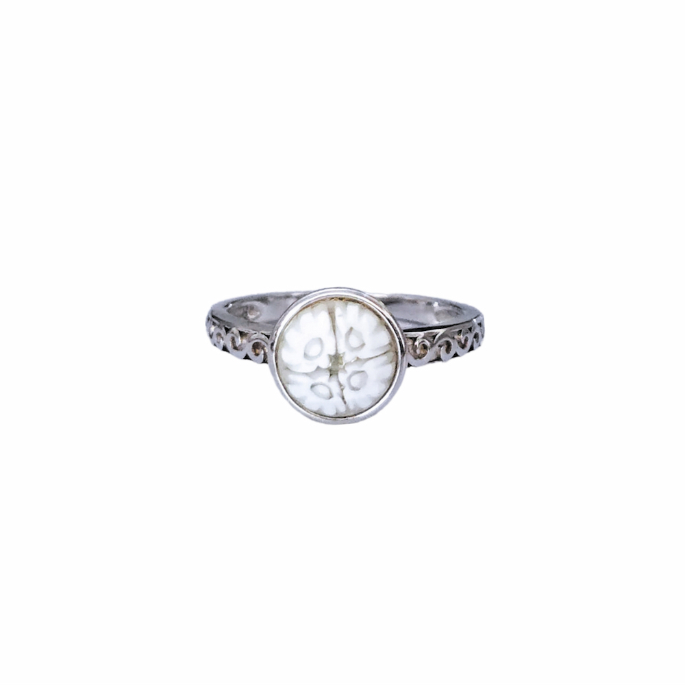 anillo luce plata de ley y cristal de murano blanco facetado zuejoyas