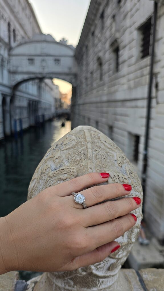 anillo cristal de murano en Venezia plata de ley zue joyas