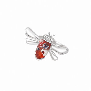 anillo de libélula de plata de ley con cristal de murano rojo dragonlfy Zue Joyas