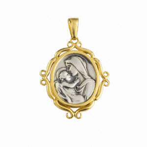 medalla virgen y el niño amor de maria plata de ley con baño de oro Zue Joyas