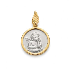 colgante angel de la guarda plata de ley con baño de oro Zue Joyas