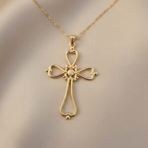 Collar Cruz Cuori, plata con baño de oro