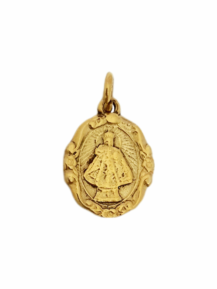 medalla niño jesus de Praga plata de ley con baño de oro Zue Joyas