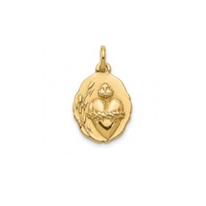 medalla detente del sagrado corazon de jesus plata de ley con baño de oro Zue Joyas