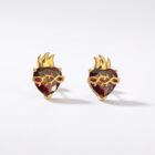 pendientes sagrado corazon rojo granate plata con baño de oro Zué Joyas