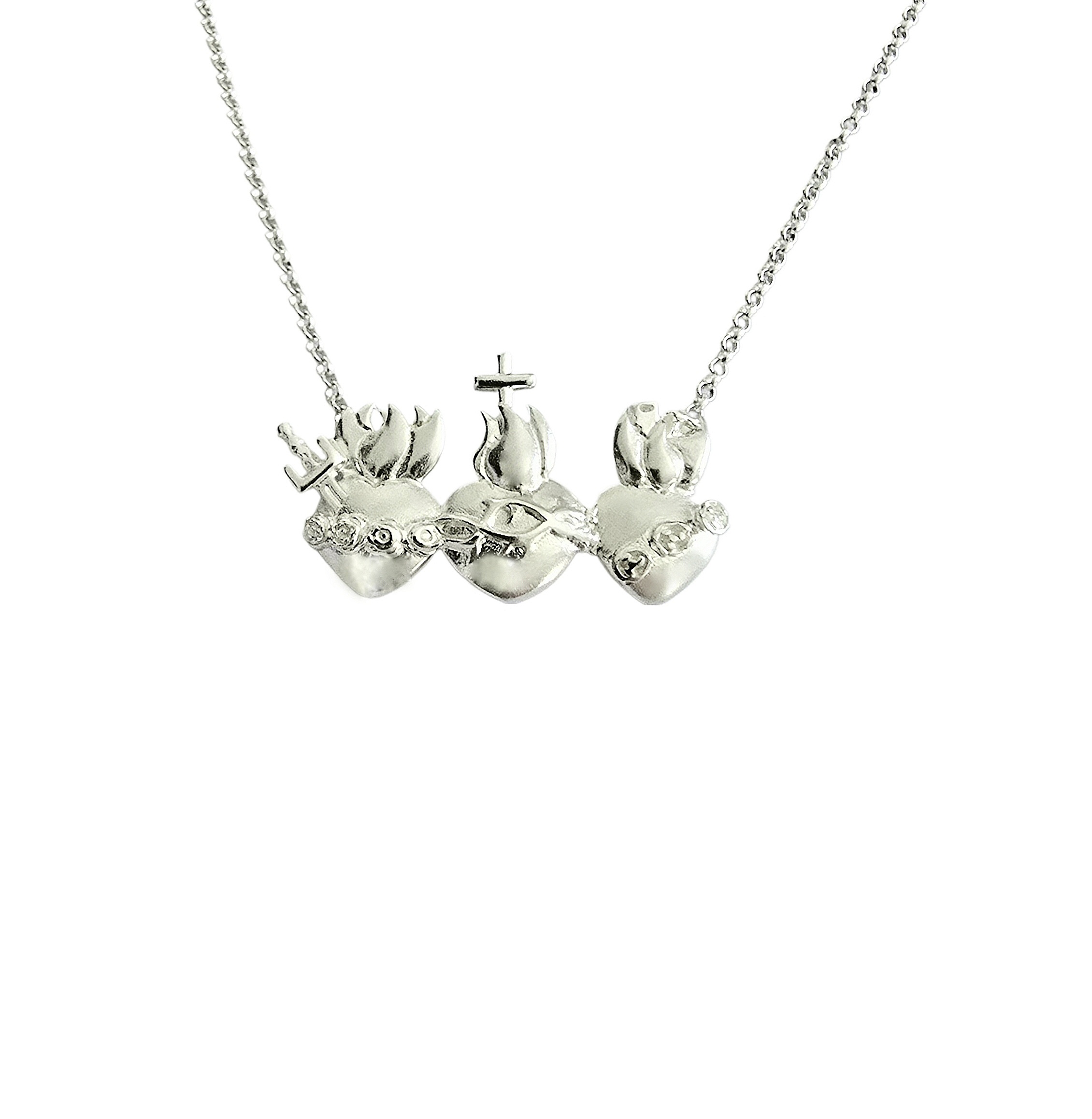 collar corazones de la sagrada familia plata de ley zue joyas collar sagrados corazones de la Sagrada Familia plata de ley zue joyas