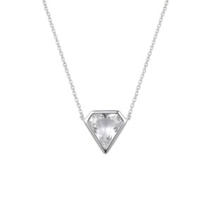 collar con forma de diamante Lucy in the sky plata de ley con cristal de roca Zue Joyas