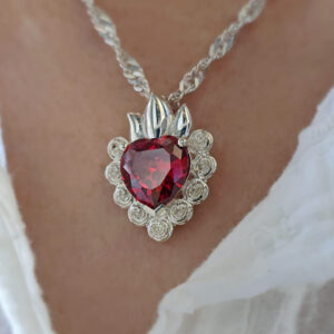 Colgante Fiorire con circonita roja