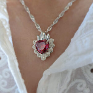 Colgante Fiorire con circonita roja