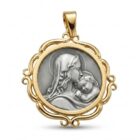 medalla magnum amor marine virgen y el niño plata de ley con baño de oro zue joyas