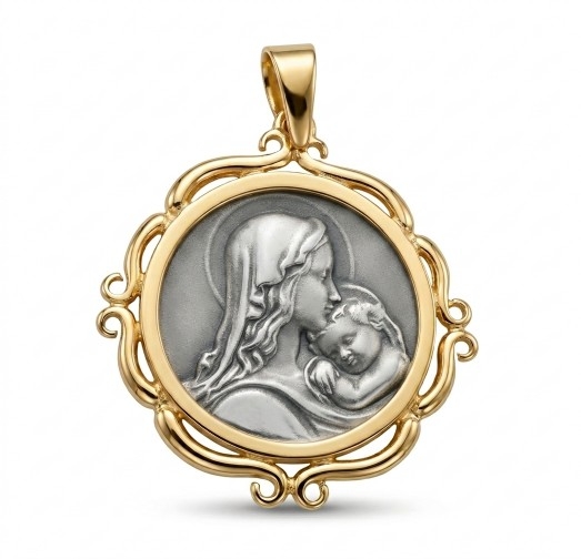 medalla virgen y el niño magnum amor mariae plata medalla magnum amor marine virgen y el niño plata de ley con baño de oro zue joyas