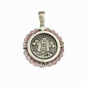 Medalla de plata con cuarzo rosa
