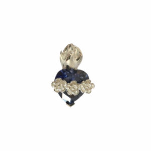 colgante corazon de Maria plata de ley 925 y circonita azul profundo Zue Joyas