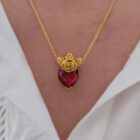 Collar de corazón Fiore di Gloria plata con baño de oro Zue Joyas