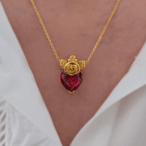 Collar de corazón Fiore di Gloria plata con baño de oro Zue Joyas