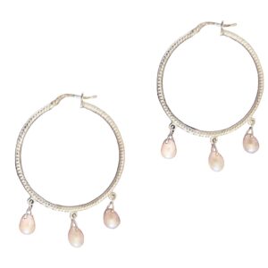 Aros de plata de primera ley con perlas rosa