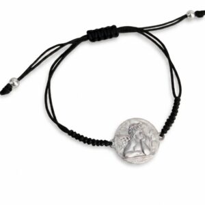 pulsera angel de la guarda plata de ley e hilo zue joyas