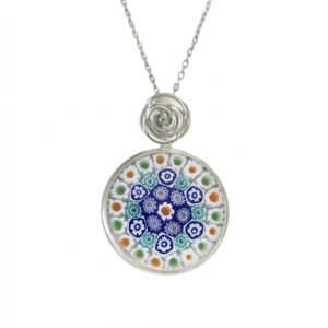 Collar Rosalie millefiori de rosa con cristal de Murano plata de ley Zue Joyas