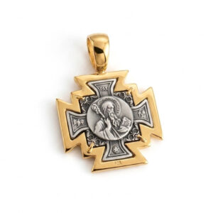 Cruz reversible de San Benito, plata con baño de oro