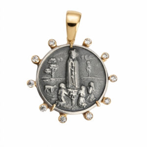 medalla virgen de Fatima decenario plata de primera ley con baño de oro y circonitas Zue Joyas