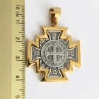 medalla cruz reversible de San Benito plata 925 con baño de oro zue joyas