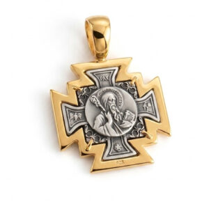 medalla cruz reversible de San Benito plata 925 con baño de oro zue joyas