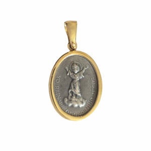 Medalla Divino Niño Jesús, plata con baño de oro