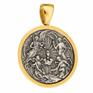 medalla ángeles custodios arcángeles plata con baño de oro zue joyas