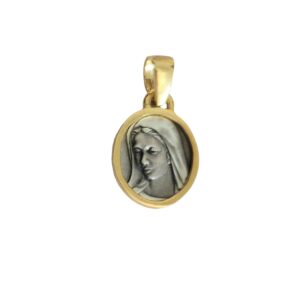 Medalla Virgen de Medjugorje, plata con baño de oro