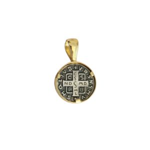 Medalla reversible de San Benito, plata con baño de oro