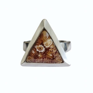 anillo piramidale plata rodinada y cristal de murano millefiori marron zue joyas