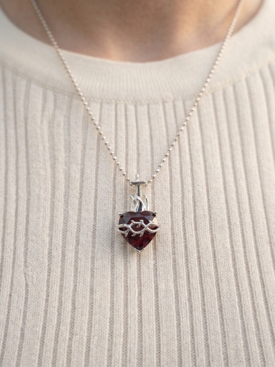 colgante corazon de jesus plata de ley rodinada puesto zue joyas