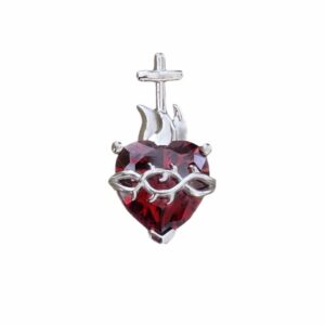 colgante corazon de jesus plata 925 rodinada zue joyas