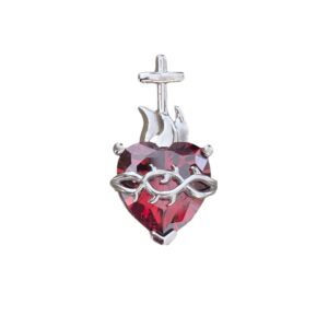 Colgante Corazón de Jesús de plata rodinada
