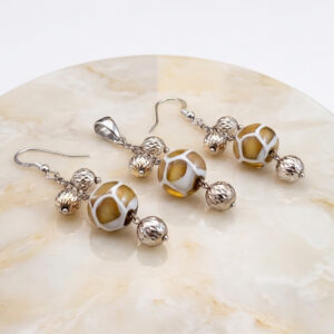 conjunto stella mur pendientes largos colgantes y colgante plata de primera ley con cristal de murano Zue Joyas