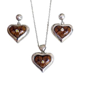 Conjunto CuoreTerra, plata rodinada y cristal de Murano