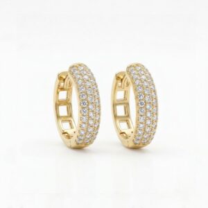 Aros argollas Lumen plata con baño de oro y circonitas Zue Joyas
