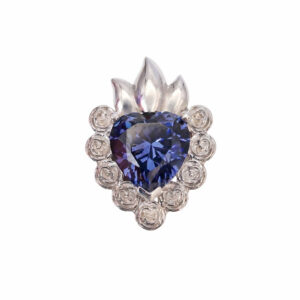 colgante fiorire de corazon azul violeta y plata de primera ley zuejoyas