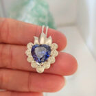 colgante fiorire de corazon azul violeta y plata de primera ley zuejoyas
