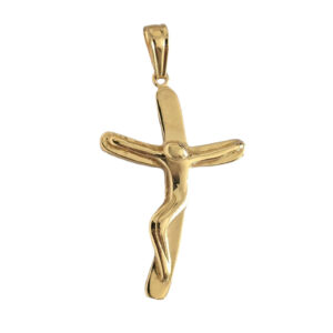crucifijo lumina plata de ley con baño de oro cruz católica Zué Joyas