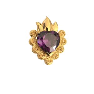 Colgante Fiorire con circonita púrpura, plata con baño de oro