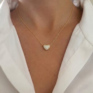 Collar Doppio Cuore, plata con baño de oro