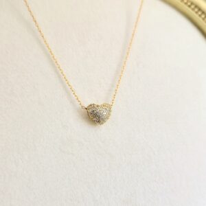 Collar Doppio Cuore, plata con baño de oro