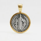 medalla de san benito reversible plata de ley con baño de oro Zue Joyas