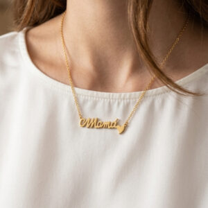Collar Mamá,  plata con baño de oro