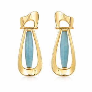 pendientes largos aurea Amazonia de plata con baño de oro oro con amazonita diseño de autor by AP Diseño de Joyas para Zue Joyas