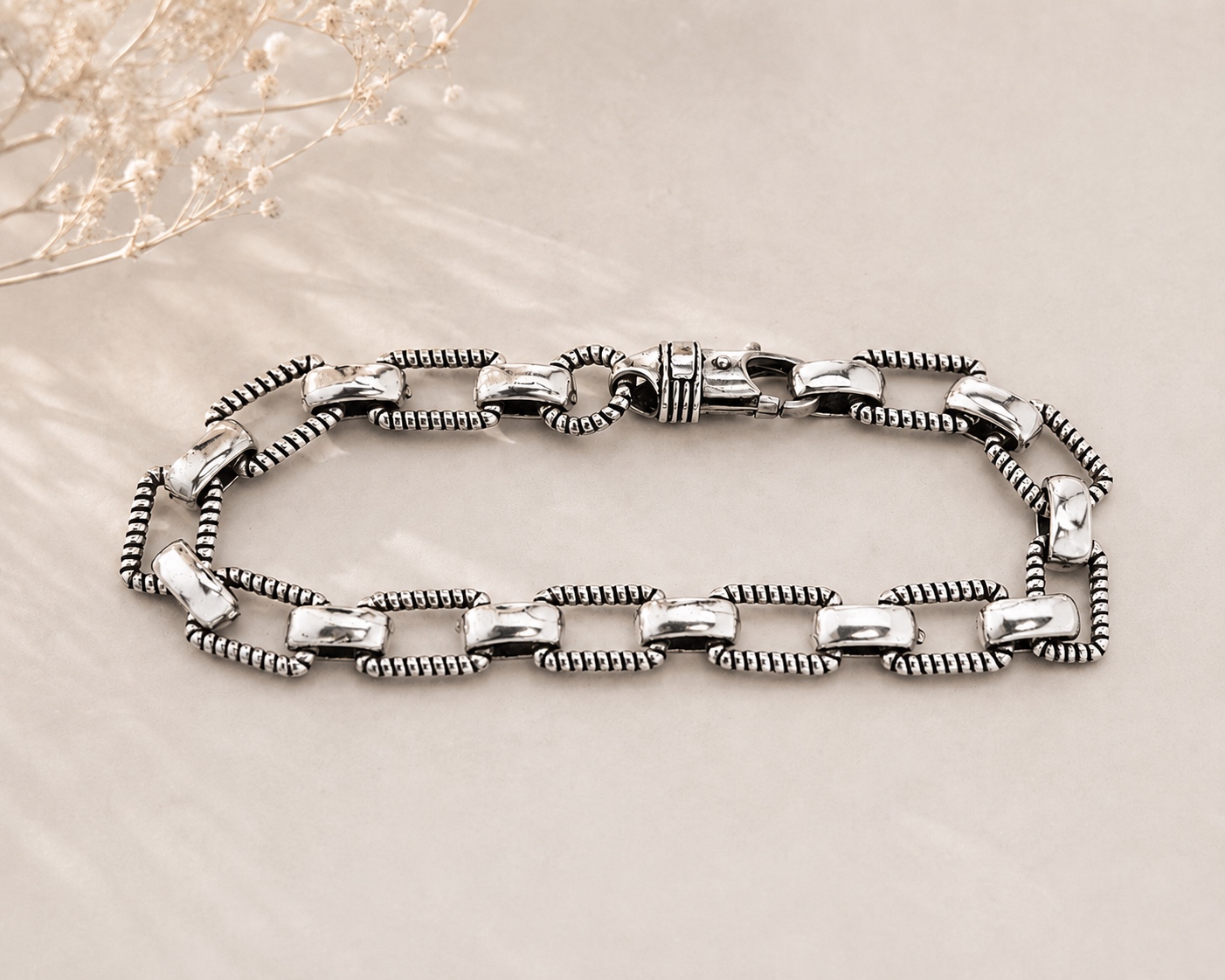 Pulsera de eslabones linear links plata de primera ley zue joyas